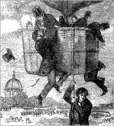 Newspaper illustration of Henry Tracey Coxwell’s 1862 Crystal Palace balloon incident